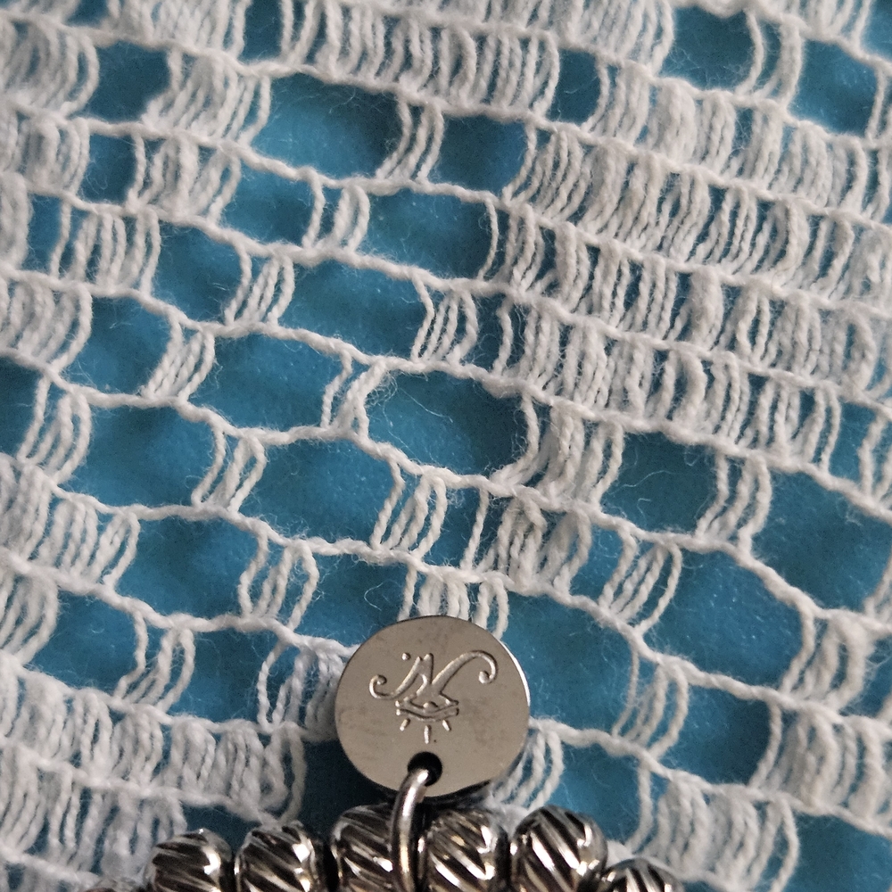 Silver & Teal Beaded Stretch Bracelet - Picture 5 of 5